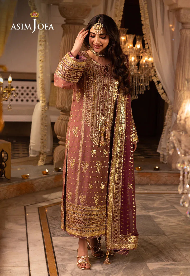 Shehnai by Asim Jofa Embroidered Chiffon 3Pc Suit AJSH-17 - Aqsa Fabrics