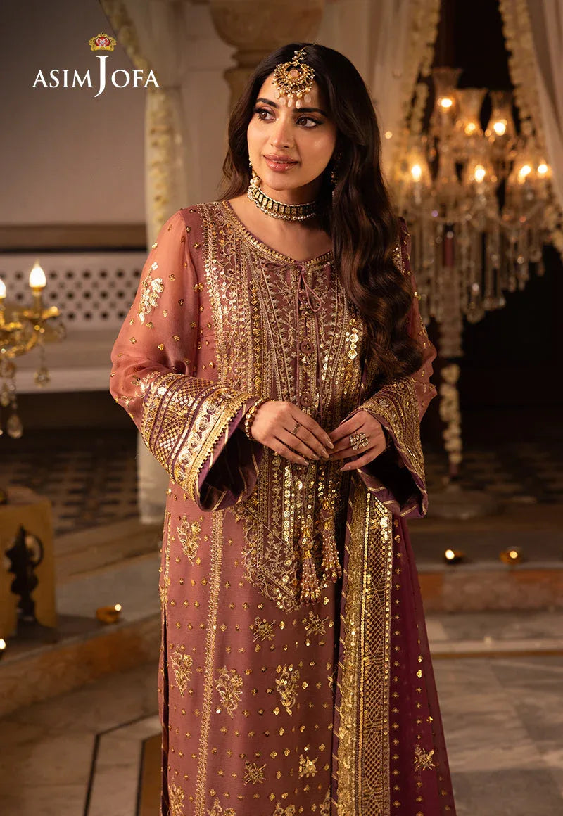 Shehnai by Asim Jofa Embroidered Chiffon 3Pc Suit AJSH-17 - Aqsa Fabrics