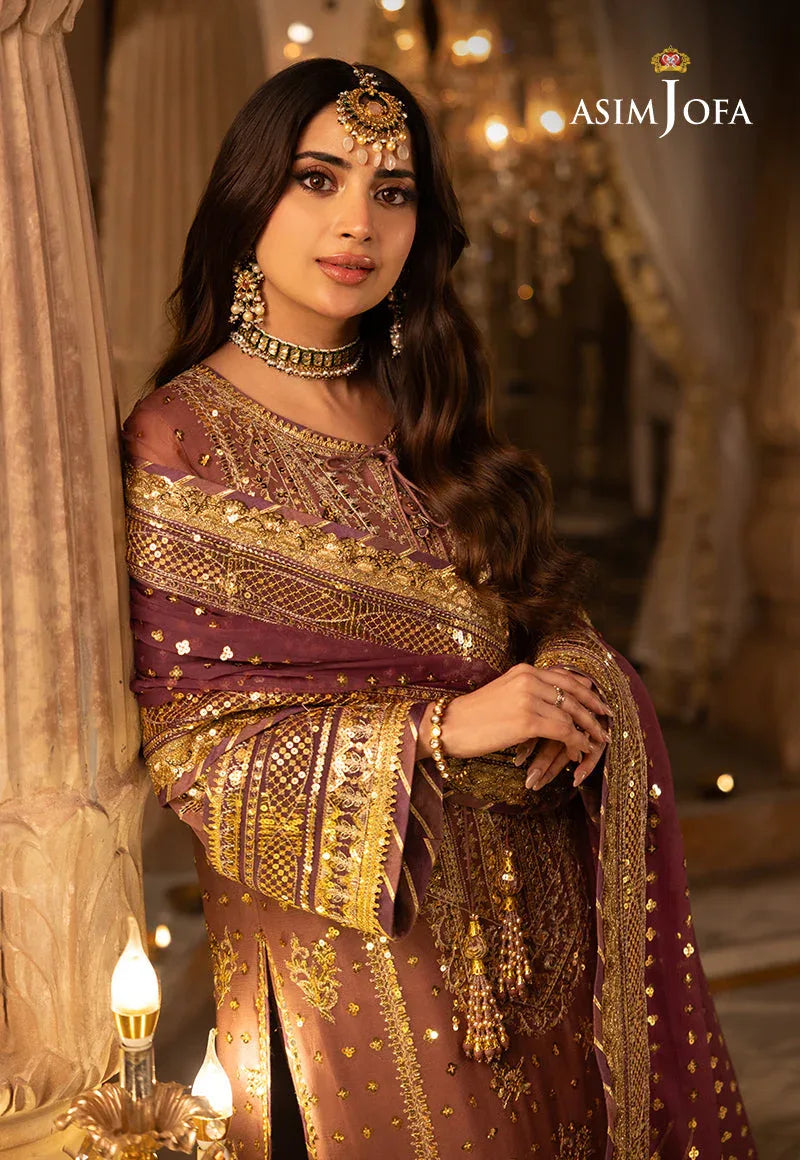 Shehnai by Asim Jofa Embroidered Chiffon 3Pc Suit AJSH-17 - Aqsa Fabrics