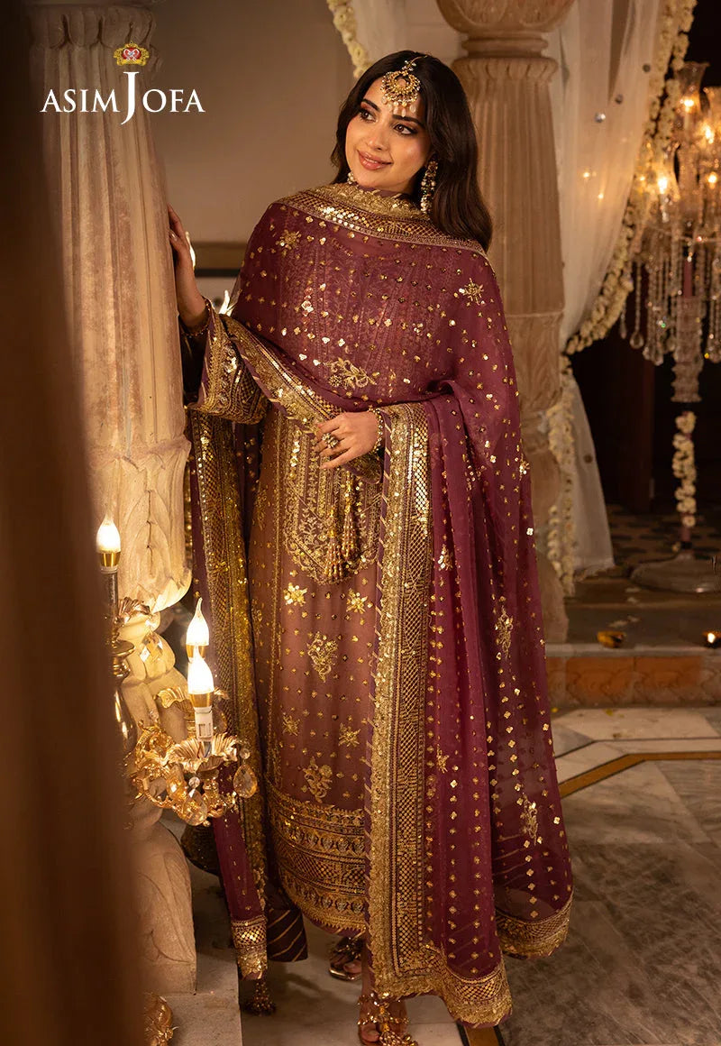 Shehnai by Asim Jofa Embroidered Chiffon 3Pc Suit AJSH-17 - Aqsa Fabrics