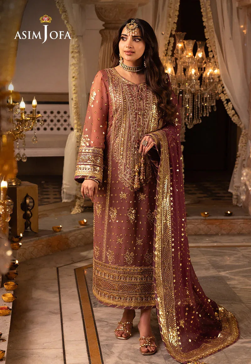 Shehnai by Asim Jofa Embroidered Chiffon 3Pc Suit AJSH-17 - Aqsa Fabrics