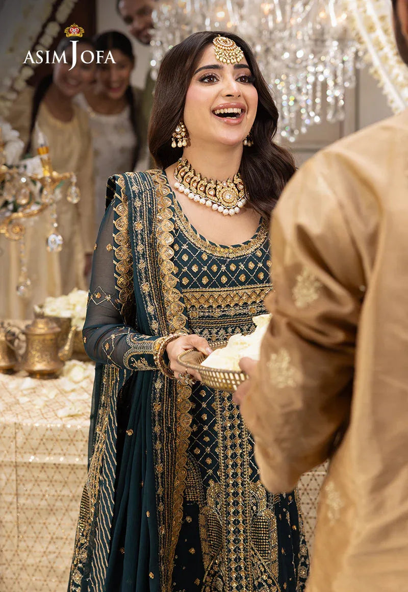 Shehnai by Asim Jofa Embroidered Chiffon 3Pc Suit AJSH-18 - Aqsa Fabrics