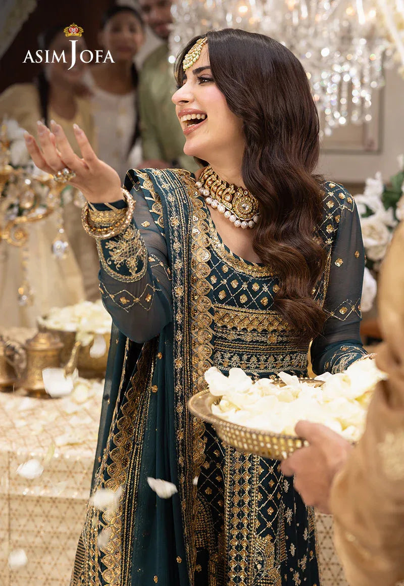 Shehnai by Asim Jofa Embroidered Chiffon 3Pc Suit AJSH-18 - Aqsa Fabrics