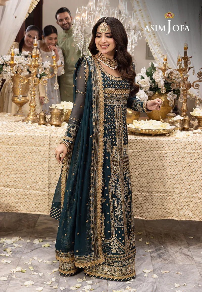 Shehnai by Asim Jofa Embroidered Chiffon 3Pc Suit AJSH-18 - Aqsa Fabrics