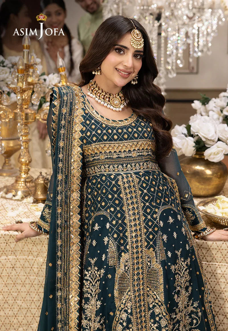 Shehnai by Asim Jofa Embroidered Chiffon 3Pc Suit AJSH-18 - Aqsa Fabrics