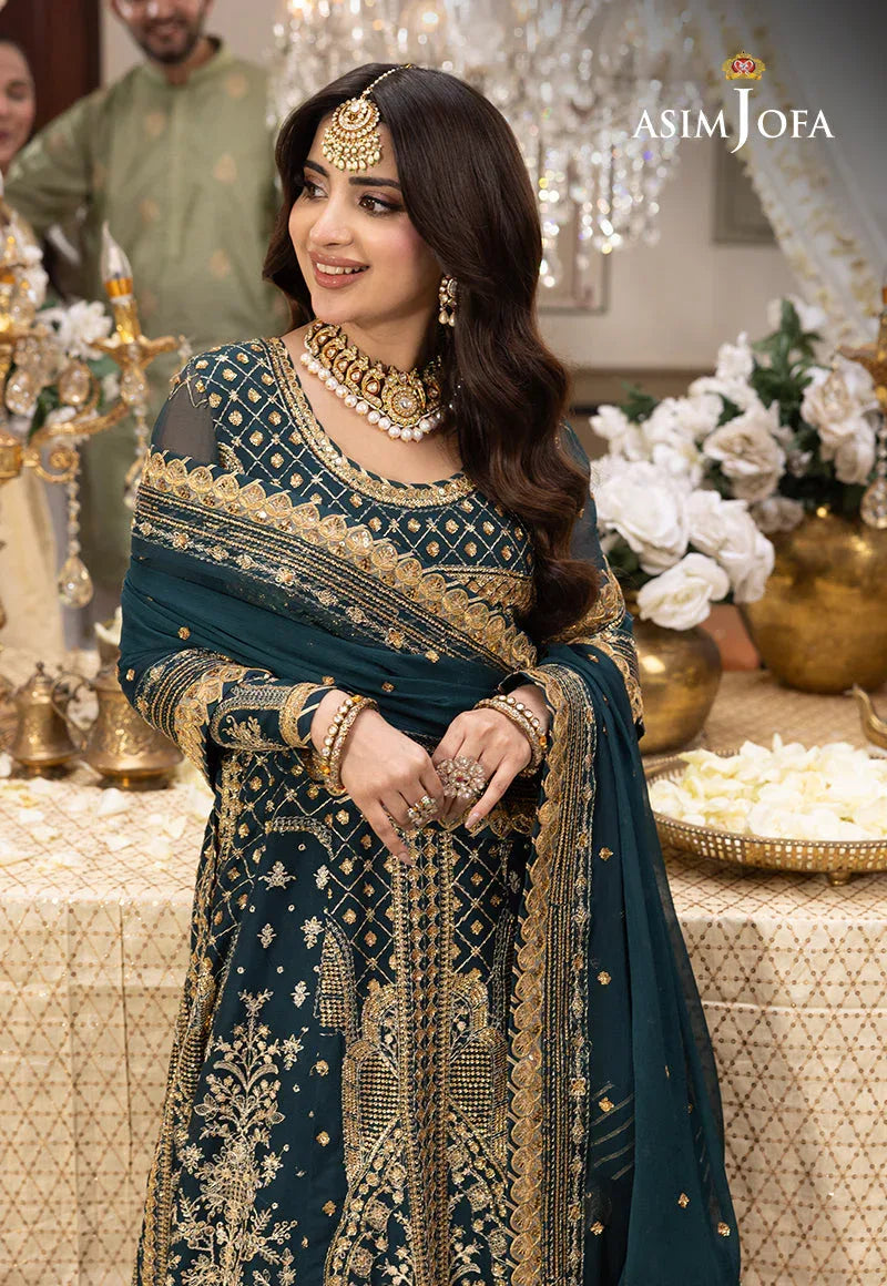 Shehnai by Asim Jofa Embroidered Chiffon 3Pc Suit AJSH-18 - Aqsa Fabrics