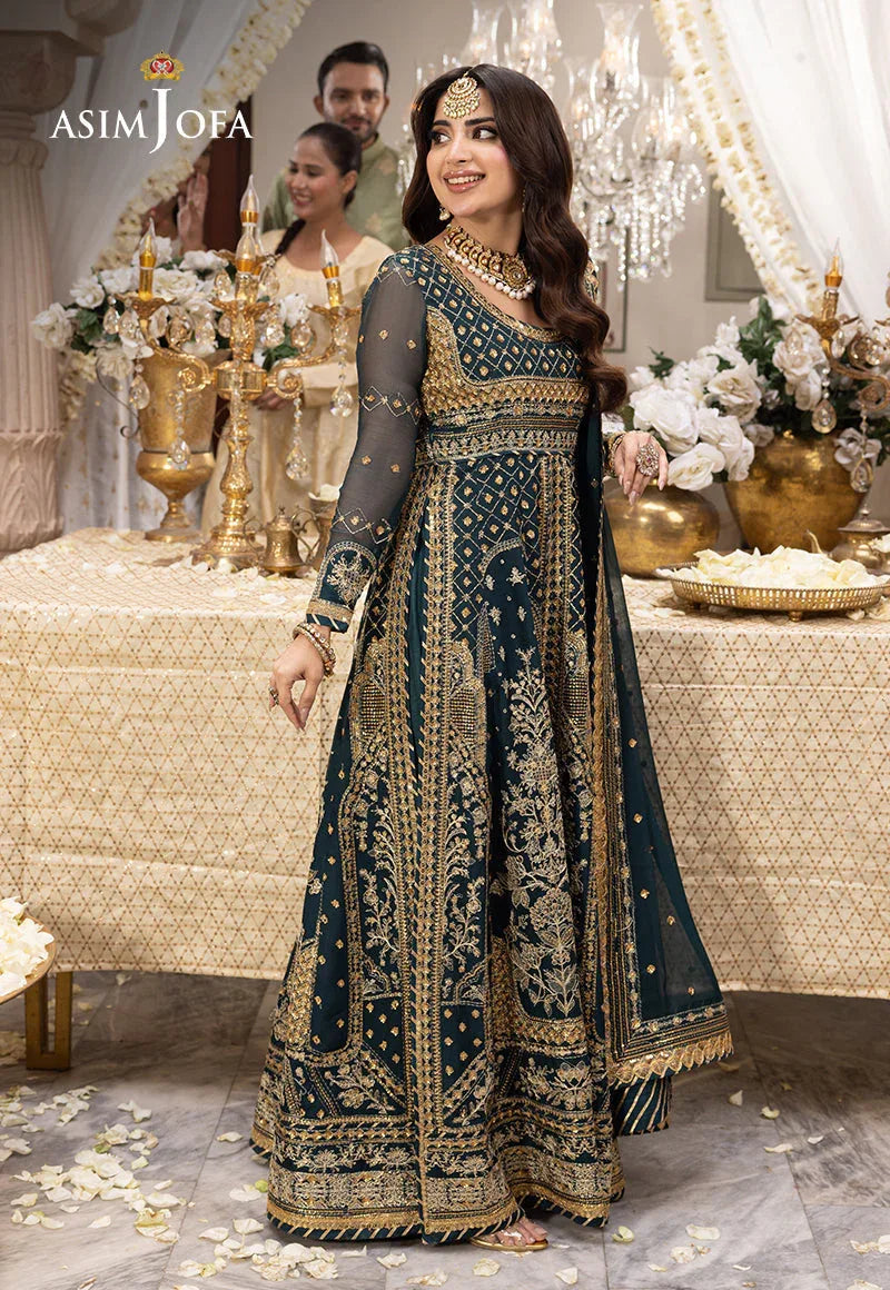 Shehnai by Asim Jofa Embroidered Chiffon 3Pc Suit AJSH-18 - Aqsa Fabrics