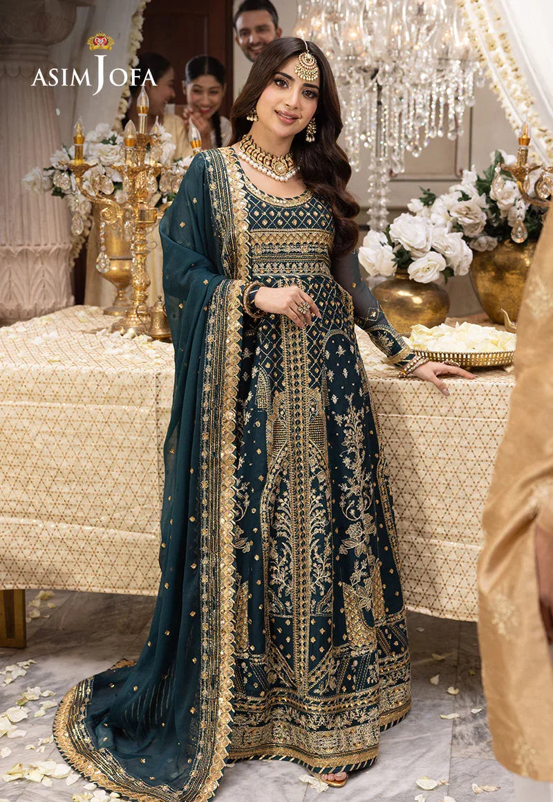 Shehnai by Asim Jofa Embroidered Chiffon 3Pc Suit AJSH-18 - Aqsa Fabrics
