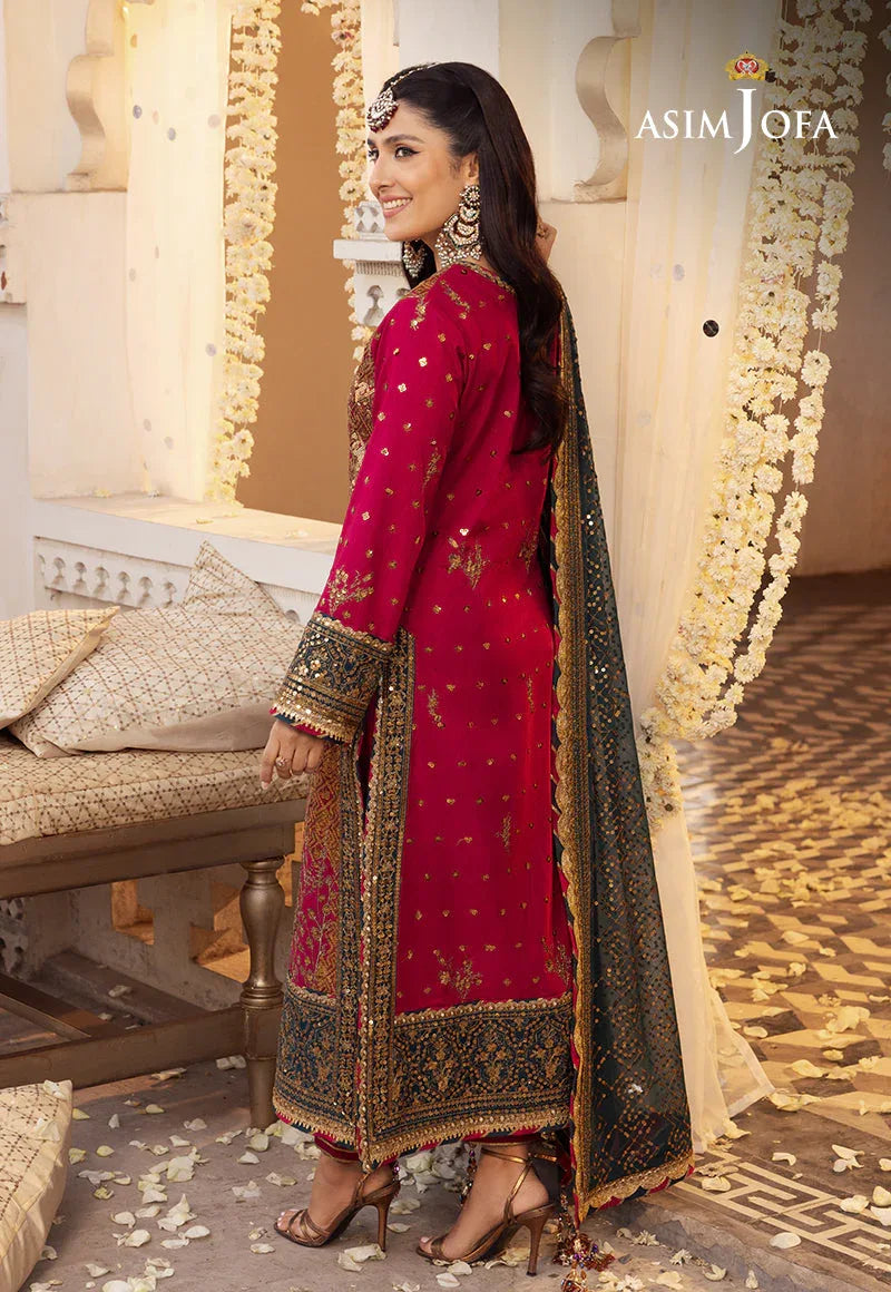 Shehnai by Asim Jofa Embroidered Chiffon 3Pc Suit AJSH-19 - Aqsa Fabrics