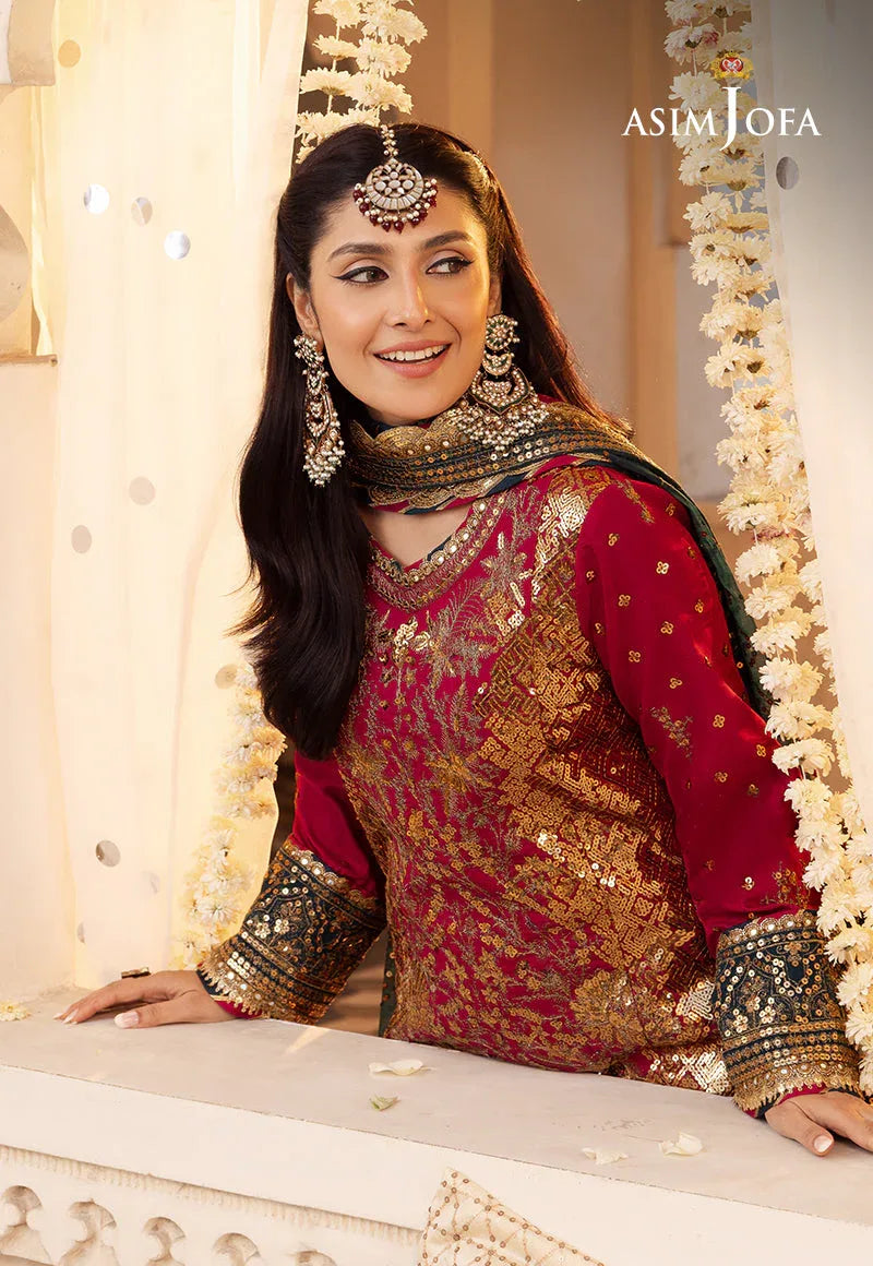 Shehnai by Asim Jofa Embroidered Chiffon 3Pc Suit AJSH-19 - Aqsa Fabrics