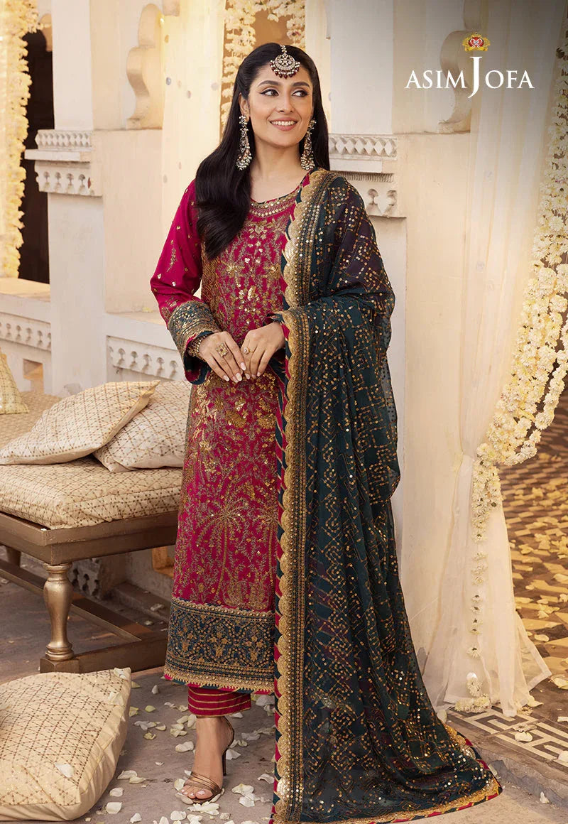 Shehnai by Asim Jofa Embroidered Chiffon 3Pc Suit AJSH-19 - Aqsa Fabrics