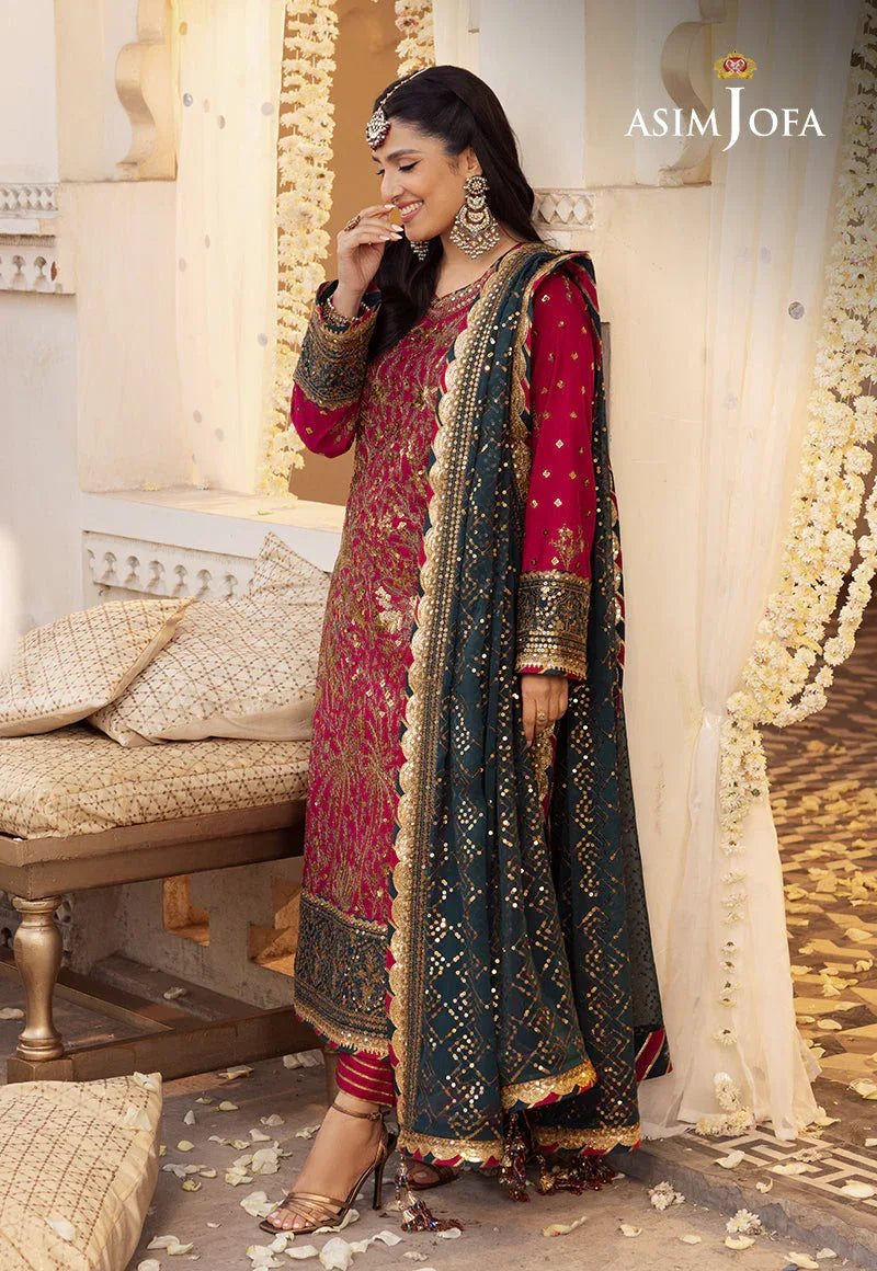 Shehnai by Asim Jofa Embroidered Chiffon 3Pc Suit AJSH-19 - Aqsa Fabrics