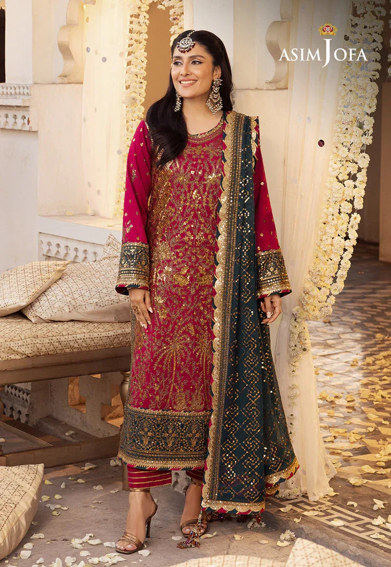 Shehnai by Asim Jofa Embroidered Chiffon 3Pc Suit AJSH-19 - Aqsa Fabrics