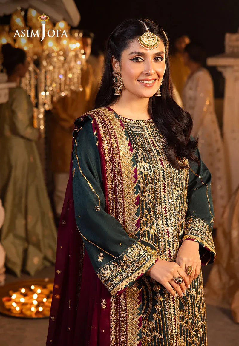 Shehnai by Asim Jofa Embroidered Chiffon 3Pc Suit AJSH-20 - Aqsa Fabrics