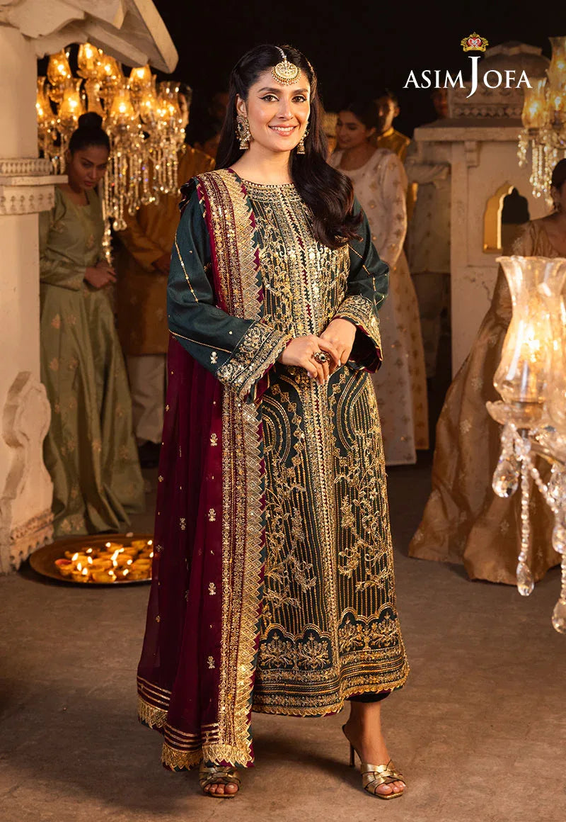 Shehnai by Asim Jofa Embroidered Chiffon 3Pc Suit AJSH-20 - Aqsa Fabrics