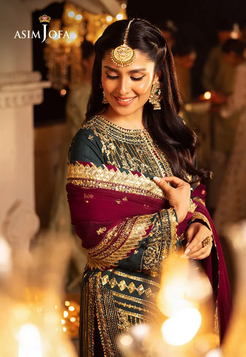 Shehnai by Asim Jofa Embroidered Chiffon 3Pc Suit AJSH-20 - Aqsa Fabrics
