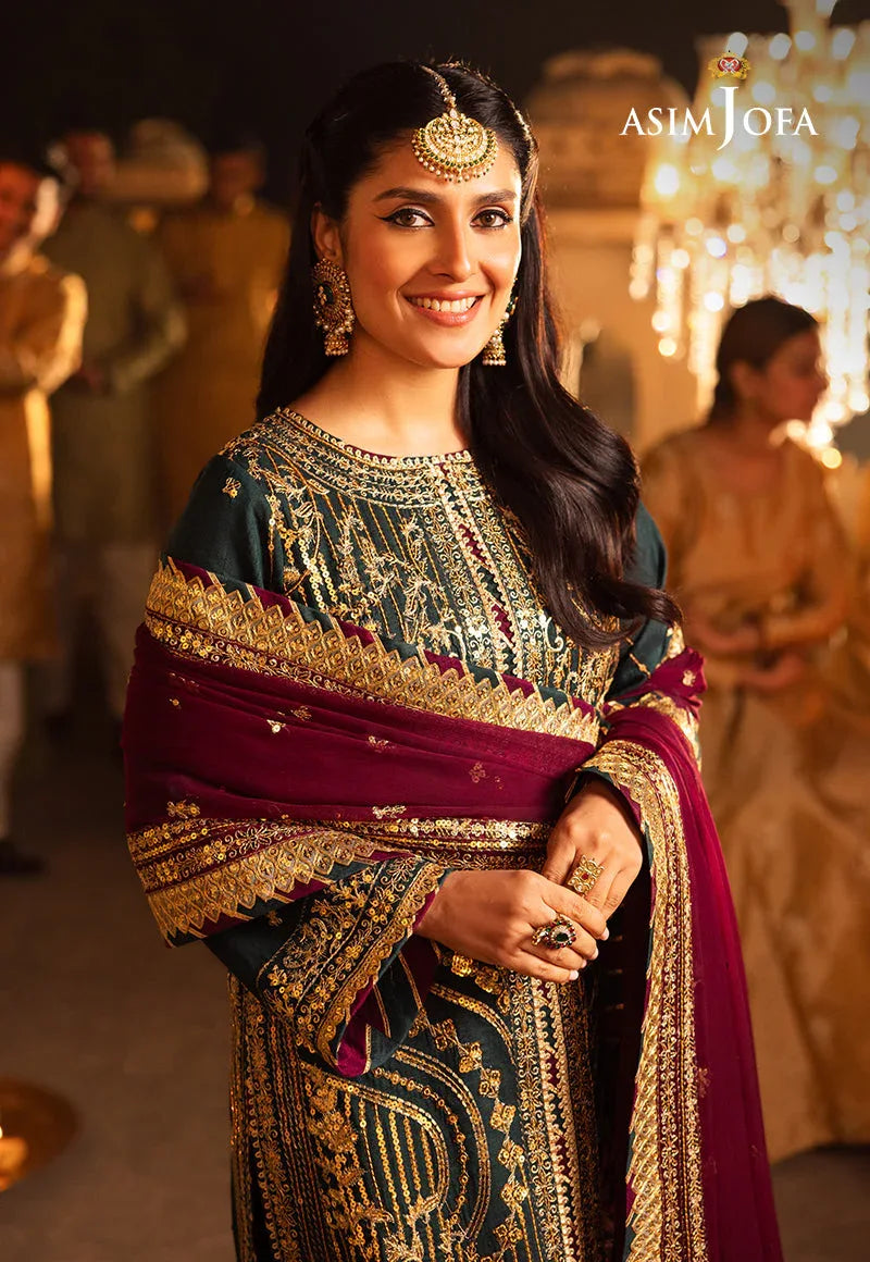 Shehnai by Asim Jofa Embroidered Chiffon 3Pc Suit AJSH-20 - Aqsa Fabrics