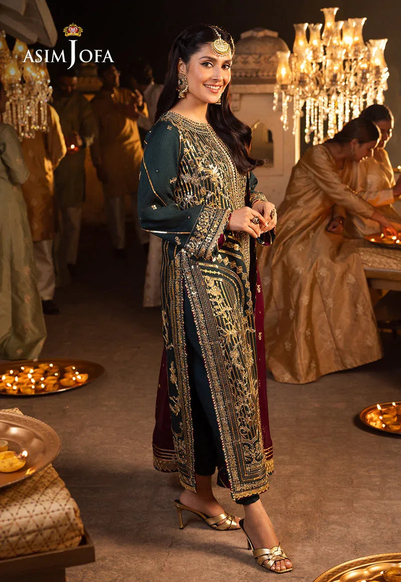 Shehnai by Asim Jofa Embroidered Chiffon 3Pc Suit AJSH-20 - Aqsa Fabrics