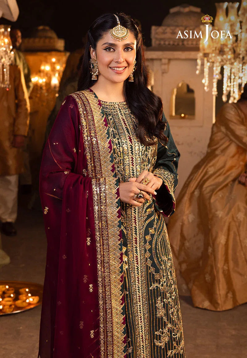 Shehnai by Asim Jofa Embroidered Chiffon 3Pc Suit AJSH-20 - Aqsa Fabrics