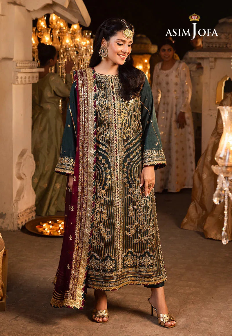 Shehnai by Asim Jofa Embroidered Chiffon 3Pc Suit AJSH-20 - Aqsa Fabrics