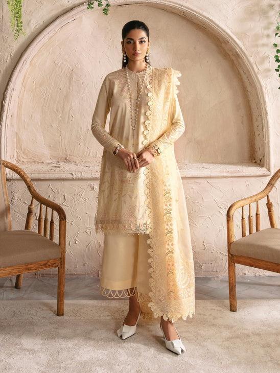 Afrozeh Cascade Embroidered Luxury Lawn 3Pc Suit - Claire - Aqsa Fabrics