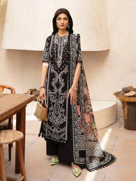 Afrozeh Cascade Embroidered Luxury Lawn Unstitched 3Pc Suit - Mila - Aqsa Fabrics