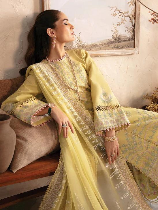 Afrozeh Cascade Embroidered Luxury Lawn 3Pc Suit - Liliana - Aqsa Fabrics