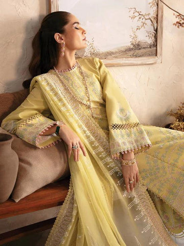 Afrozeh Cascade Embroidered Luxury Lawn 3Pc Suit - Liliana - Aqsa Fabrics