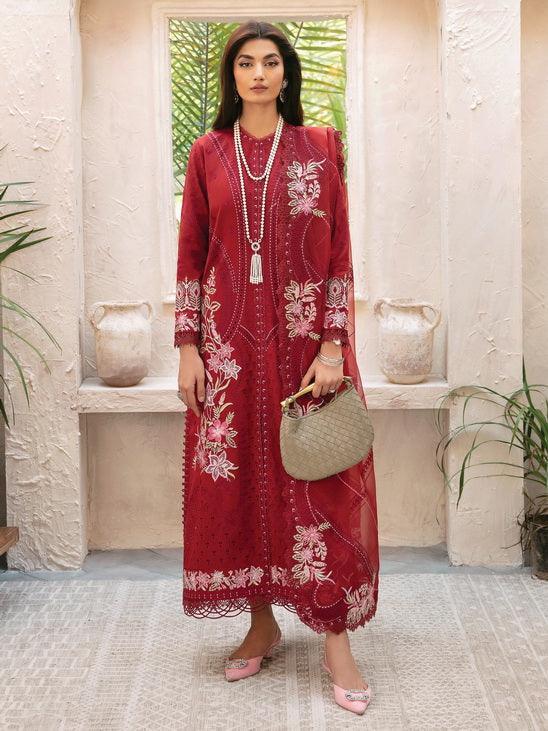 Afrozeh Cascade Embroidered Luxury Lawn 3Pc Suit - Emery - Aqsa Fabrics