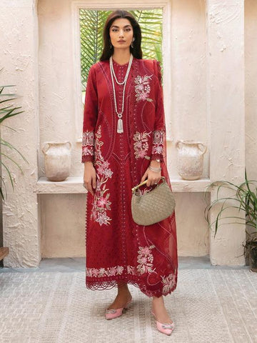 Afrozeh Cascade Embroidered Luxury Lawn 3Pc Suit - Emery - Aqsa Fabrics