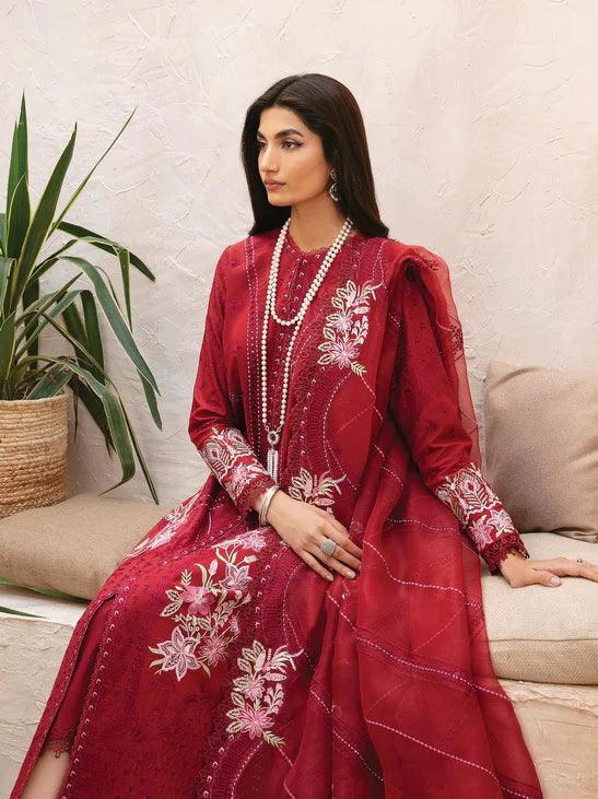 Afrozeh Cascade Embroidered Luxury Lawn 3Pc Suit - Emery - Aqsa Fabrics