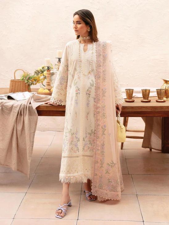 Afrozeh Cascade Embroidered Luxury Lawn 3Pc Suit - Luna - Aqsa Fabrics