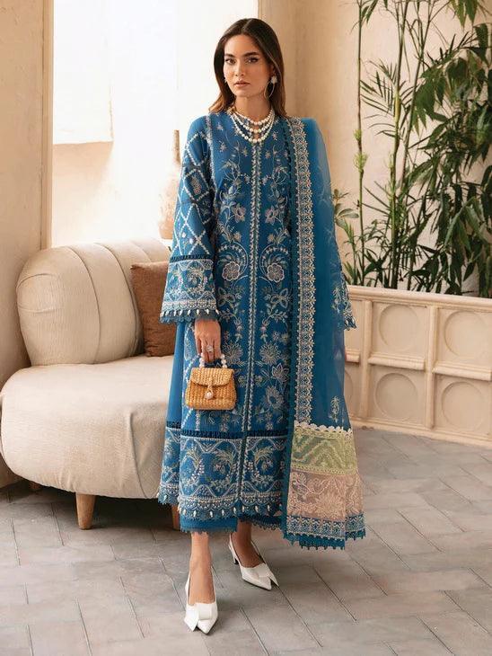 Afrozeh Cascade Embroidered Luxury Lawn 3Pc Suit - Amelia - Aqsa Fabrics