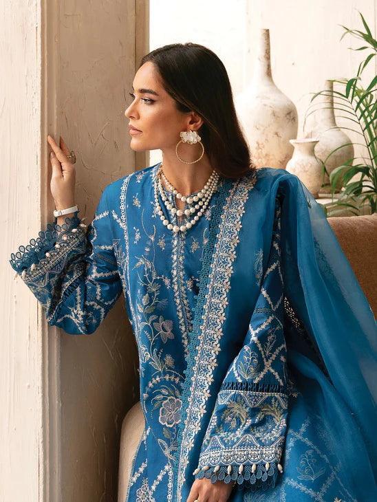 Afrozeh Cascade Embroidered Luxury Lawn 3Pc Suit - Amelia - Aqsa Fabrics