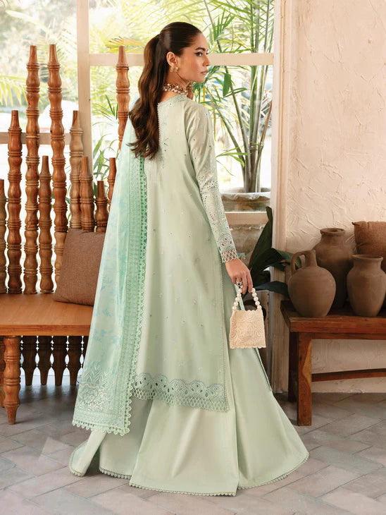 Afrozeh Cascade Embroidered Luxury Lawn 3Pc Suit - Willow - Aqsa Fabrics