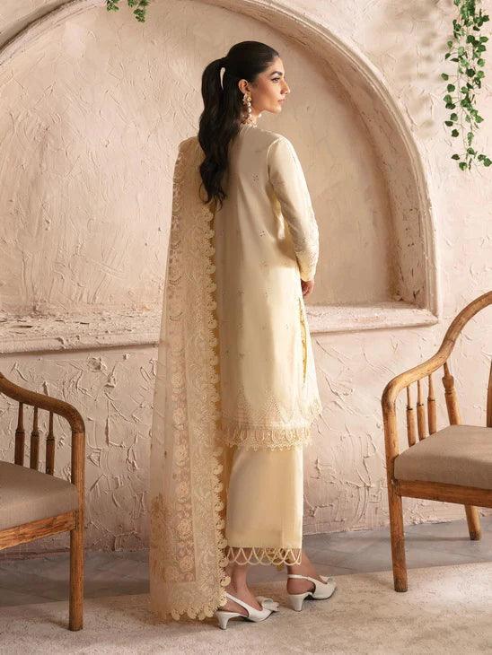 Afrozeh Cascade Embroidered Luxury Lawn 3Pc Suit - Claire - Aqsa Fabrics