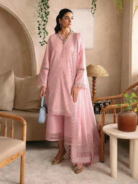 Afrozeh Cascade Embroidered Luxury Lawn 3Pc Suit - Ella - Aqsa Fabrics