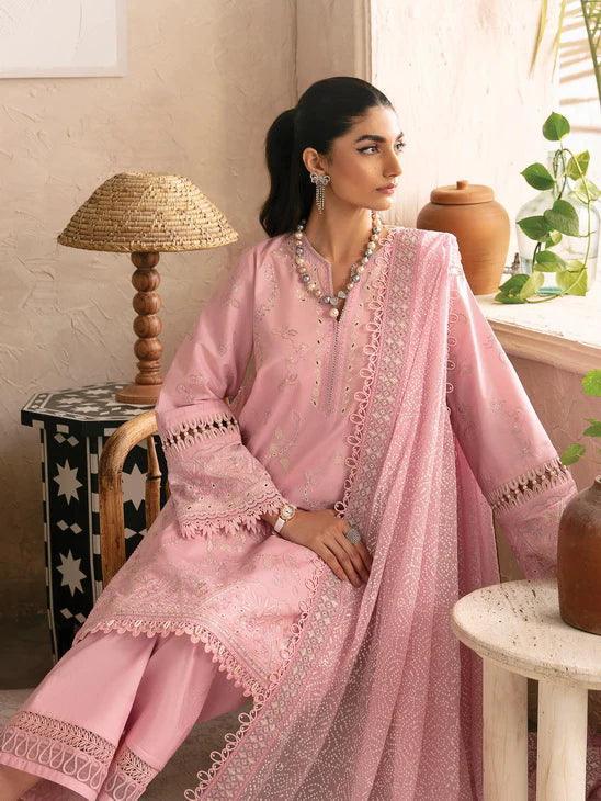 Afrozeh Cascade Embroidered Luxury Lawn 3Pc Suit - Ella - Aqsa Fabrics