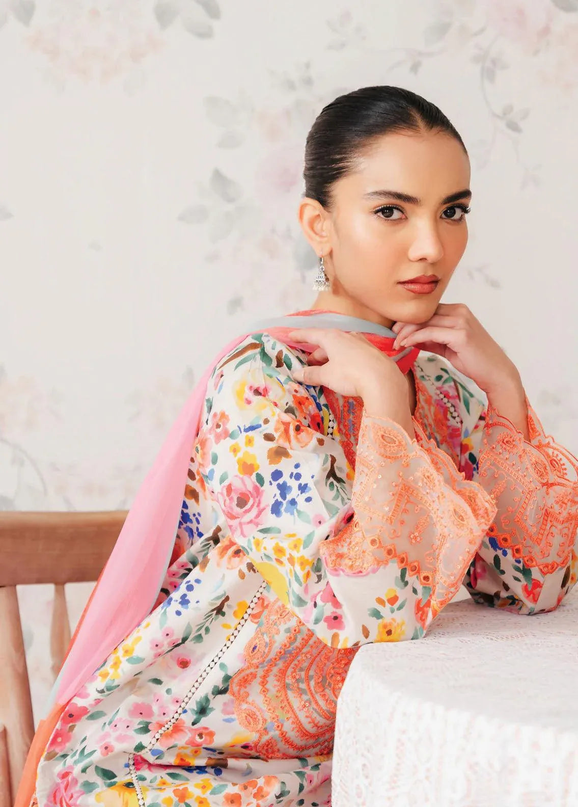 Afrozeh The Floral Charm Embroidered Lawn 3Pc Suit AL-24-V1-06 - Aqsa Fabrics