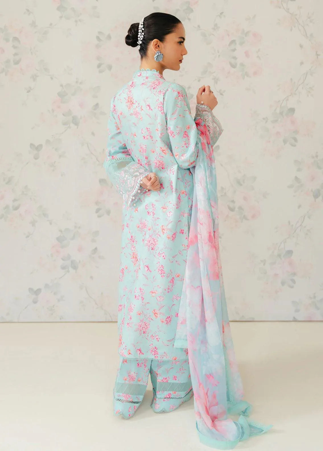 Afrozeh The Floral Charm Embroidered Lawn 3Pc Suit AL-24-V1-07 - Aqsa Fabrics