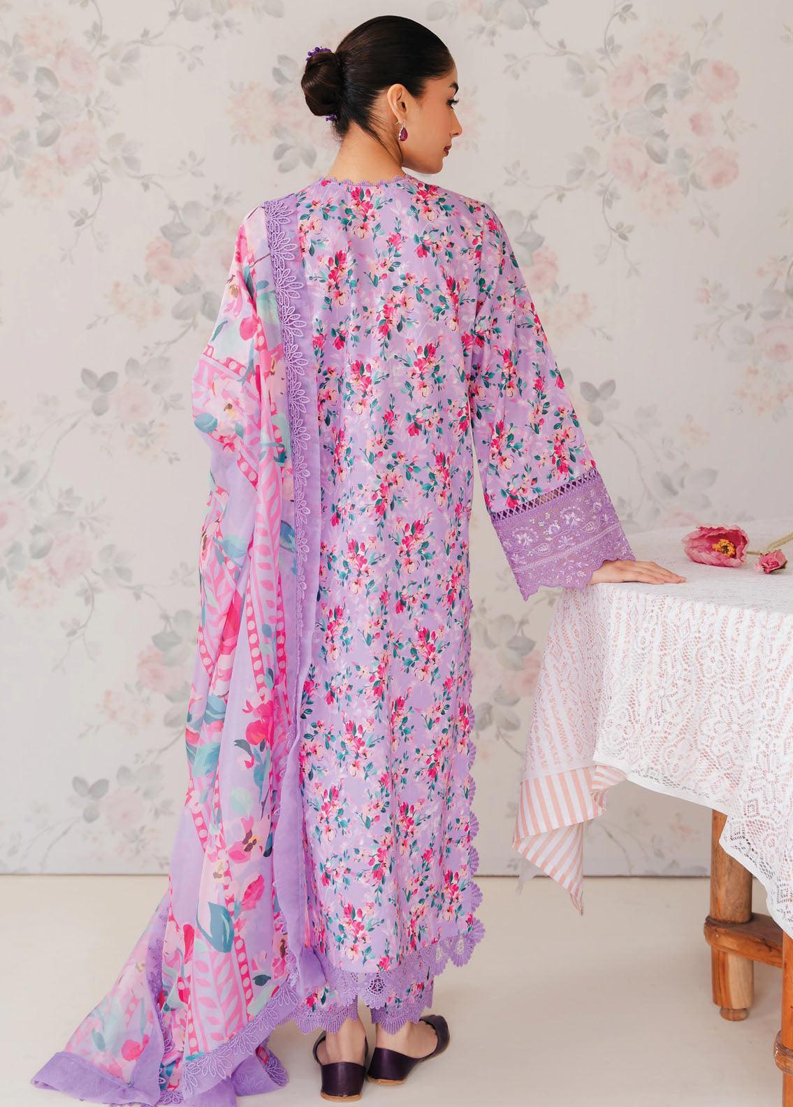 Afrozeh The Floral Charm Embroidered Lawn 3Pc Suit AL-24-V1-09 - Aqsa Fabrics