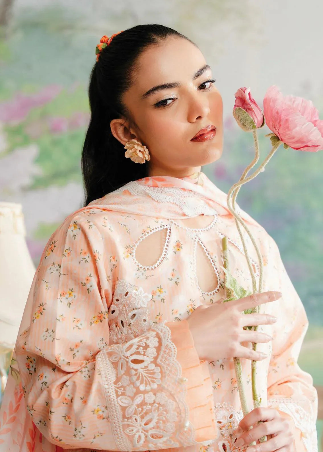 Afrozeh The Floral Charm Embroidered Lawn 3Pc Suit AL-24-V1-10 - Aqsa Fabrics