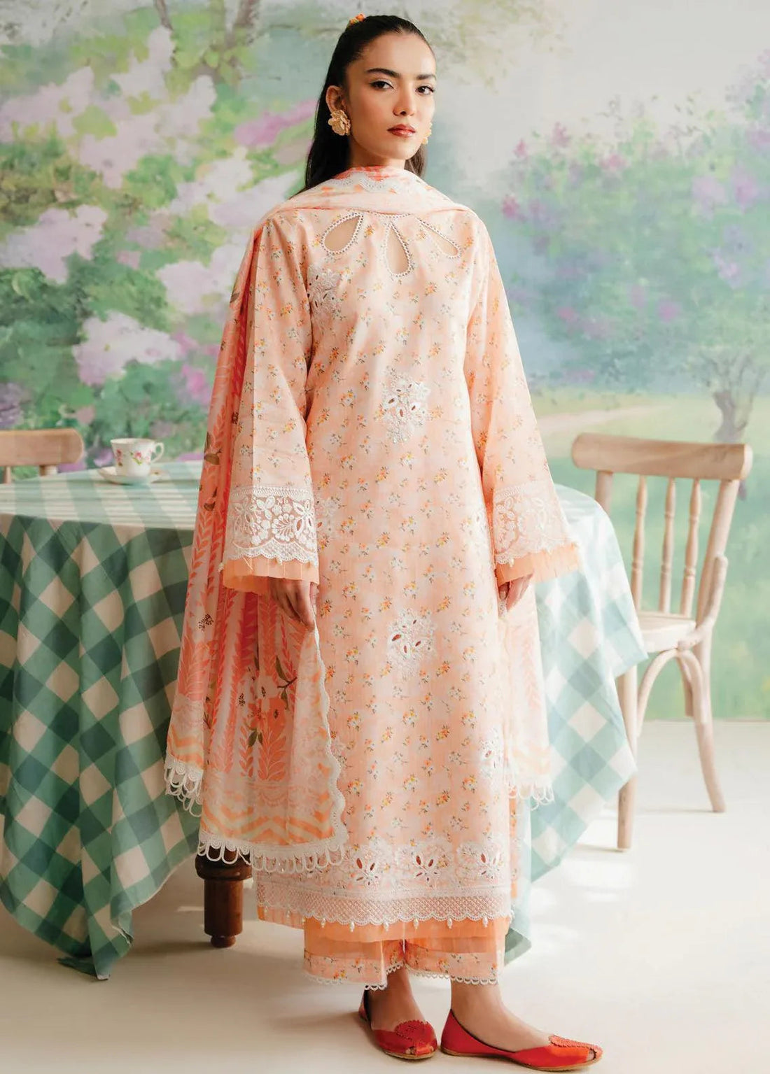 Afrozeh The Floral Charm Embroidered Lawn 3Pc Suit AL-24-V1-10 - Aqsa Fabrics