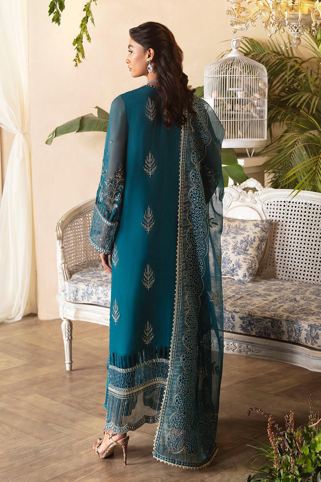 Afrozeh La Fuchsia Embroidered Chiffon 3Pc Suit ALF-03 Liana - Aqsa Fabrics