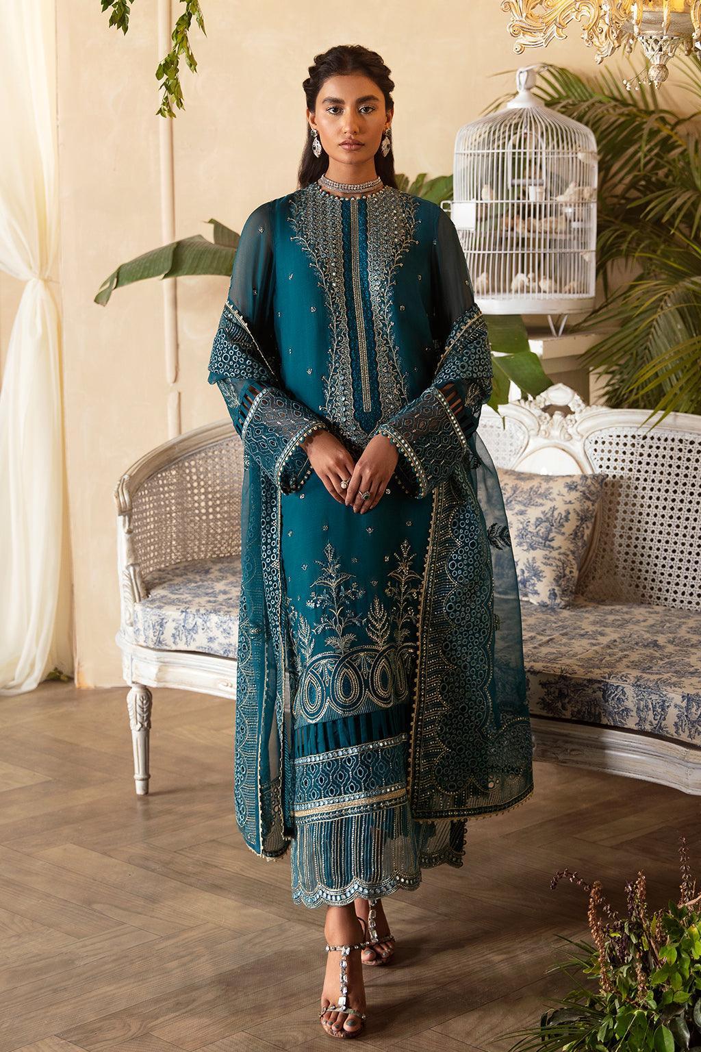 Afrozeh La Fuchsia Embroidered Chiffon 3Pc Suit ALF-03 Liana - Aqsa Fabrics