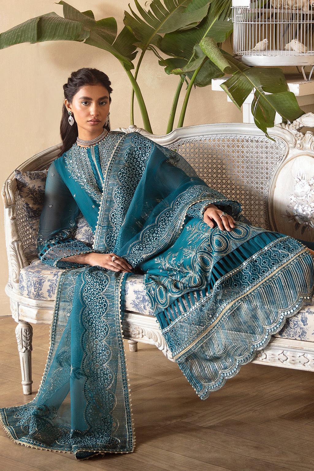 Afrozeh La Fuchsia Embroidered Chiffon 3Pc Suit ALF-03 Liana - Aqsa Fabrics