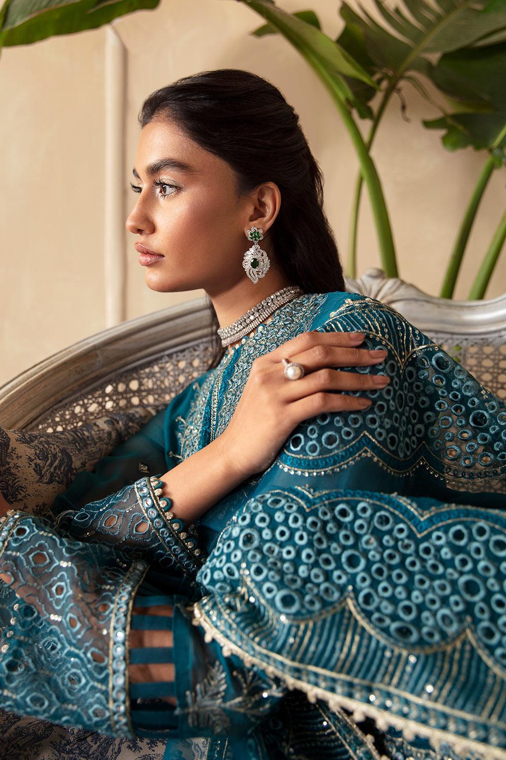 Afrozeh La Fuchsia Embroidered Chiffon 3Pc Suit ALF-03 Liana - Aqsa Fabrics