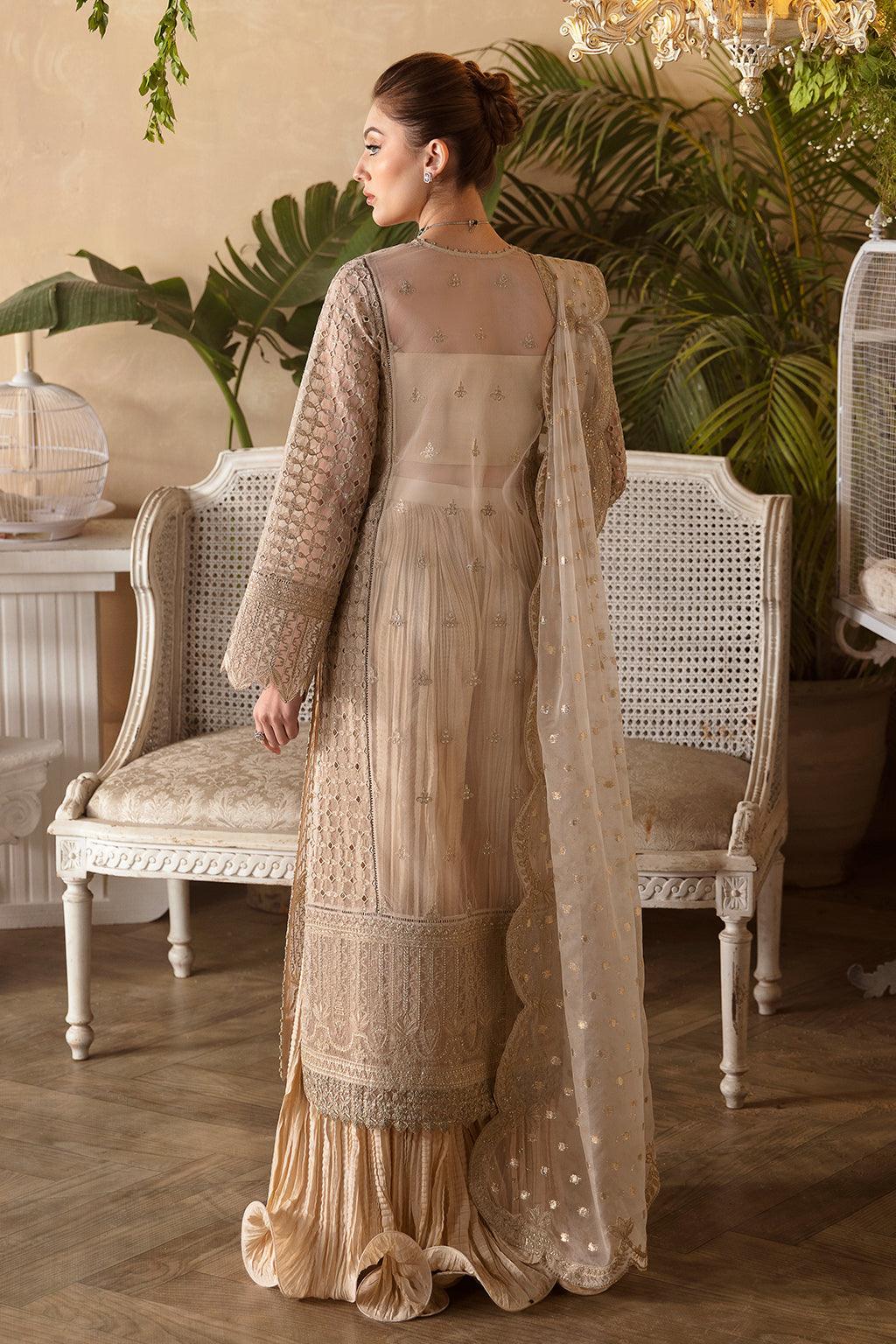 Afrozeh La Fuchsia Embroidered Organza 3Pc Suit ALF-05 Daisy - Aqsa Fabrics