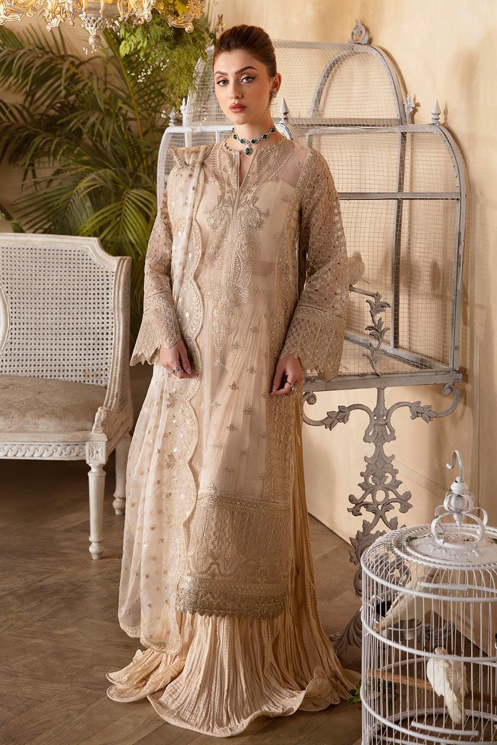 Afrozeh La Fuchsia Embroidered Organza 3Pc Suit ALF-05 Daisy - Aqsa Fabrics