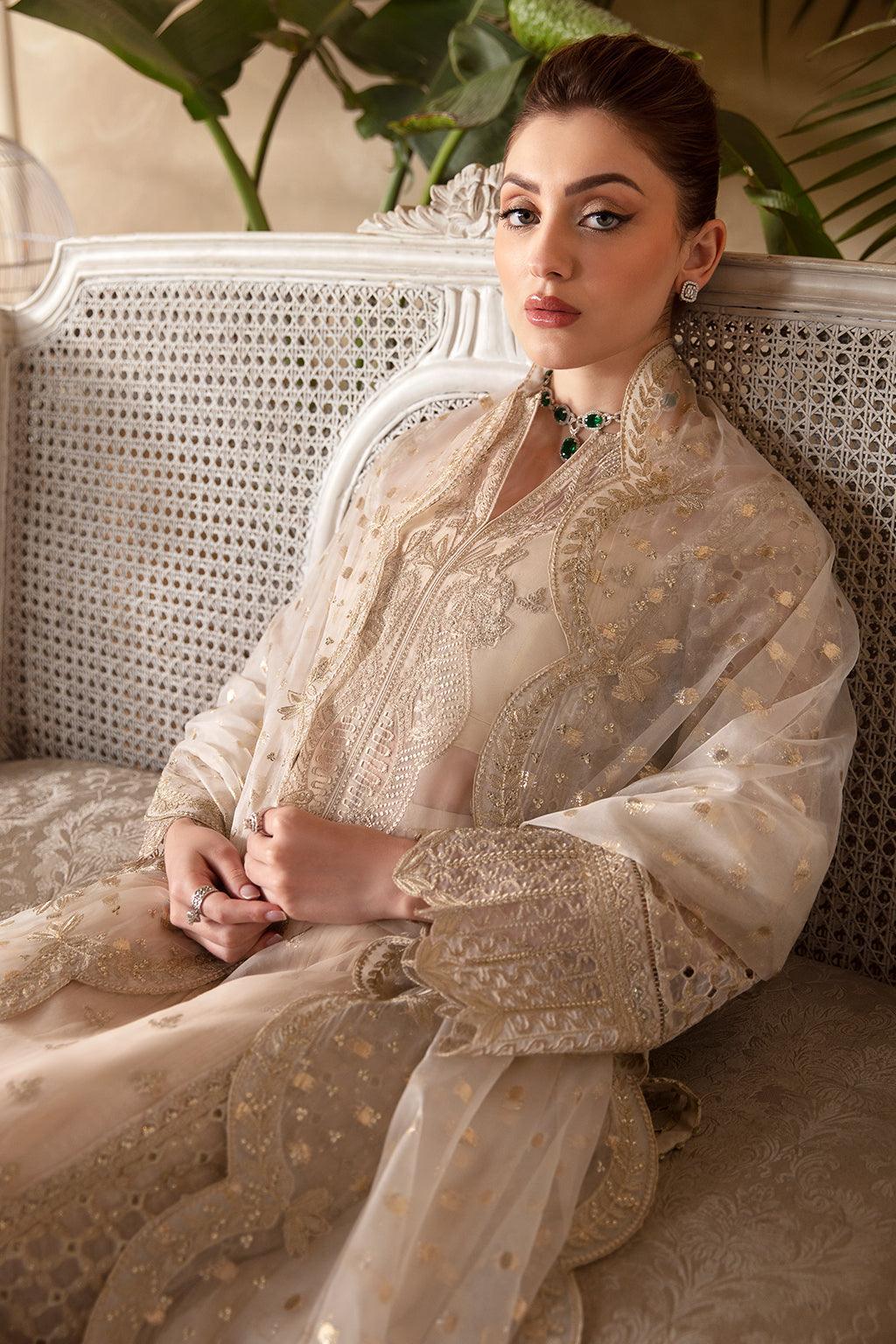 Afrozeh La Fuchsia Embroidered Organza 3Pc Suit ALF-05 Daisy - Aqsa Fabrics